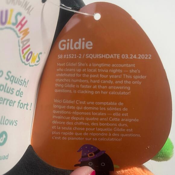 Squishmallows Gildie the Spider Witch Fuzzy Belly NWT 8 in 2022 Halloween Squad - Picture 7 of 8